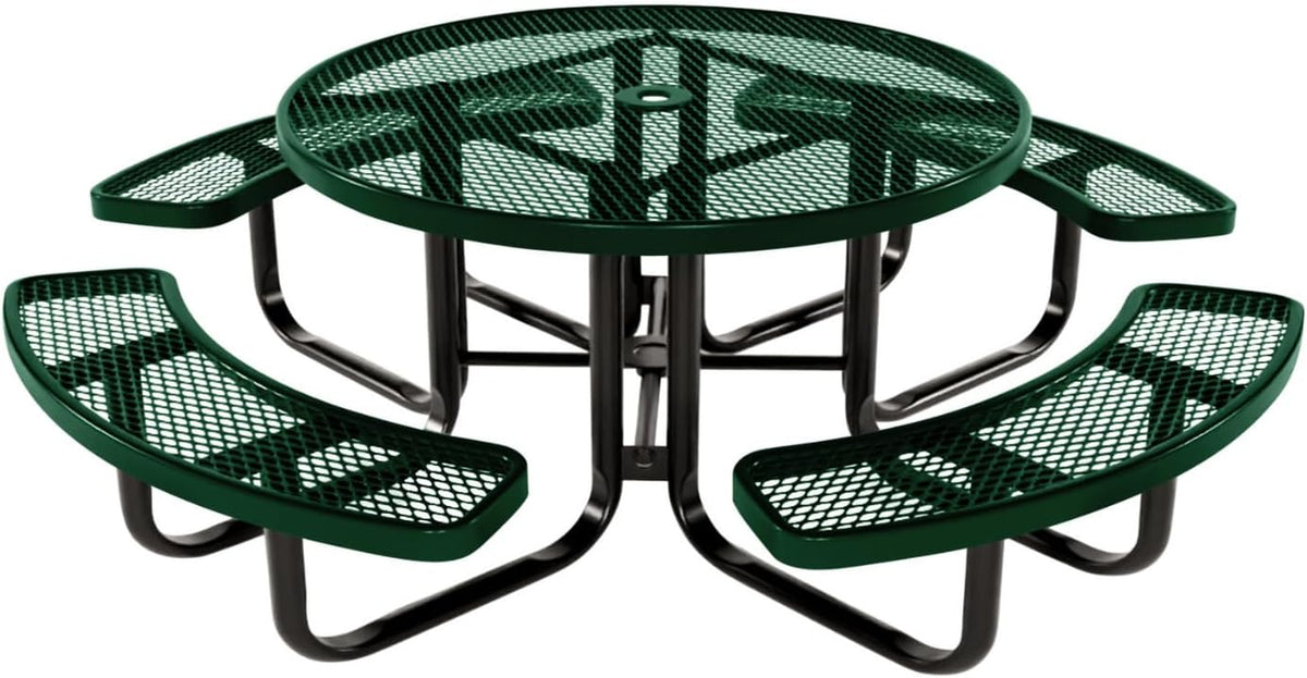 Coated Outdoor Furniture Heavy-Duty Portable Outdoor Kids Table with Umbrella Hole, Expanded Metal