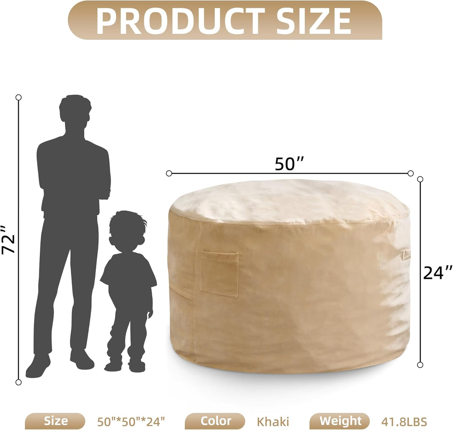Hobestluk 5FT Bean Bag Chair Giant Bean Bag Chairs for Adults Large Bean Chairs with Removable