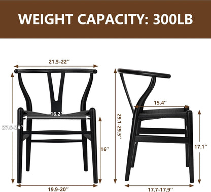 Wishbone Chair Natural Solid Wood Dining Chair/Hans Vegner Y Chair Rattan and Wood Accent Armrest