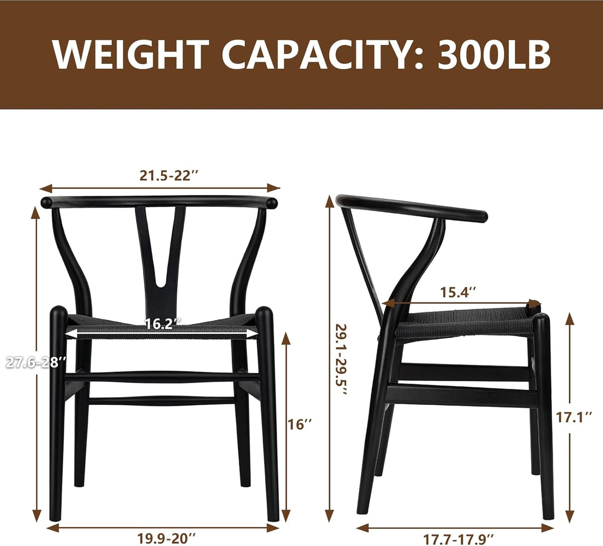 Wishbone Chair Natural Solid Wood Dining Chair/Hans Vegner Y Chair Rattan and Wood Accent Armrest