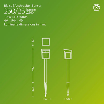 Philips Solar LED 1-Pack Ultra-Efficient Pathway Light - Blaise, Automatically Linkable, Dusk to