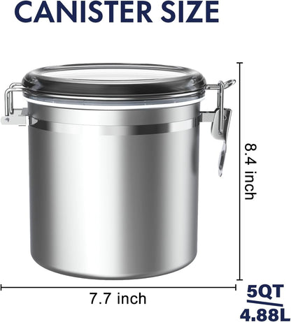 ENLOY 165oz Stainless Steel Airtight Canister for Kitchen, Large Flour Coffee Bean Tea Cereal Sugar