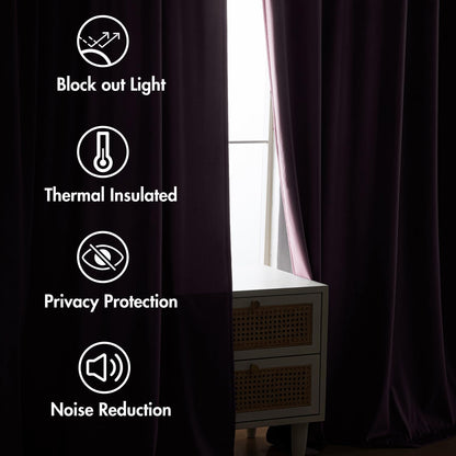 MIULEE Lavender Velvet Curtains 90 inches 2 Panels - Luxury Room Darkening Window Drapes for