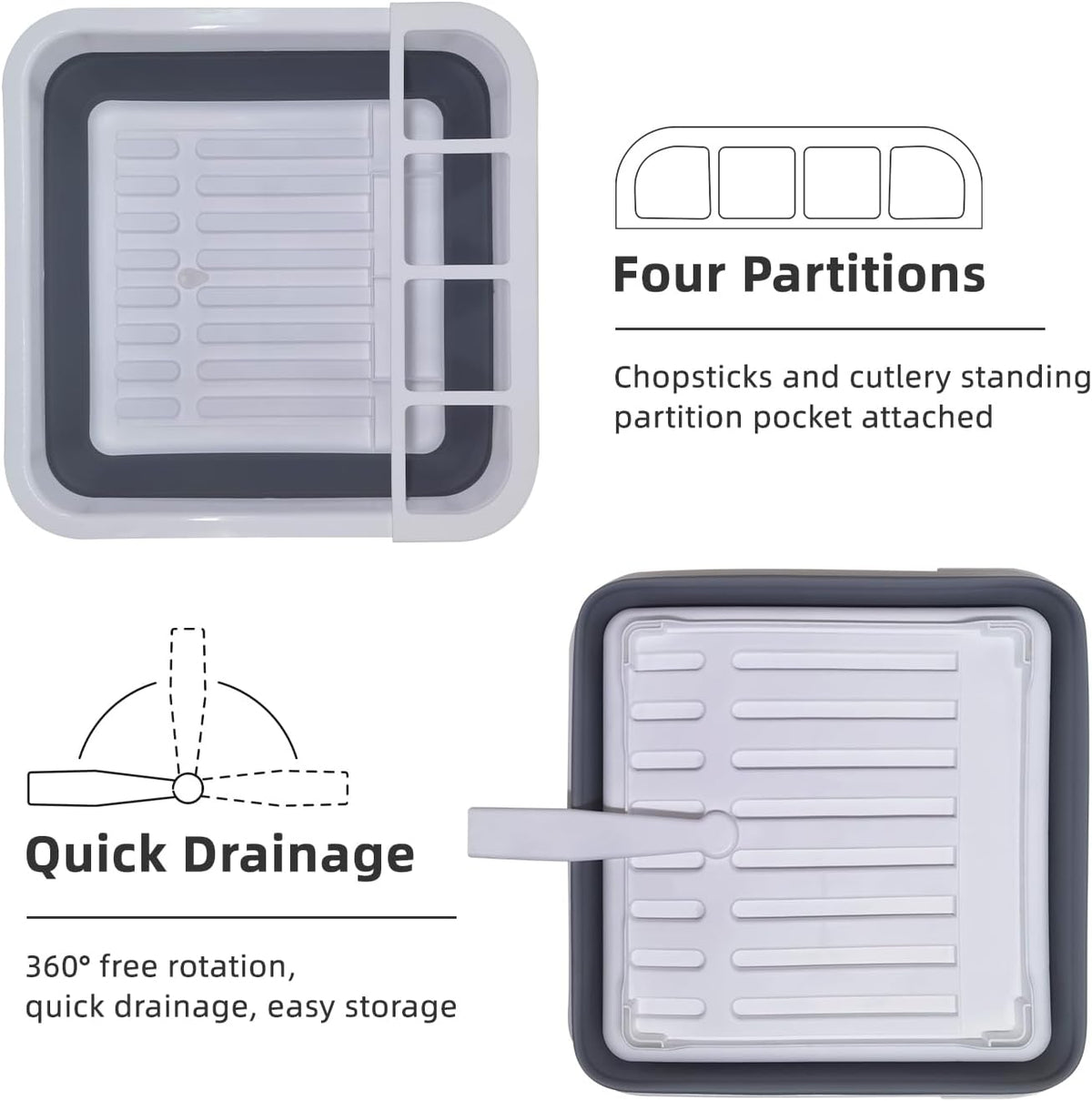 THANSTAR Collapsible Dish Drying Rack for RV Campers Portable Dinnerware Drainer Organizer for