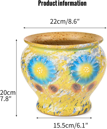 Sungmor Ceramic Hand Painted Succulent Flower Pots, 9 Inch Large Pottery Pots for Indoor Outdoor