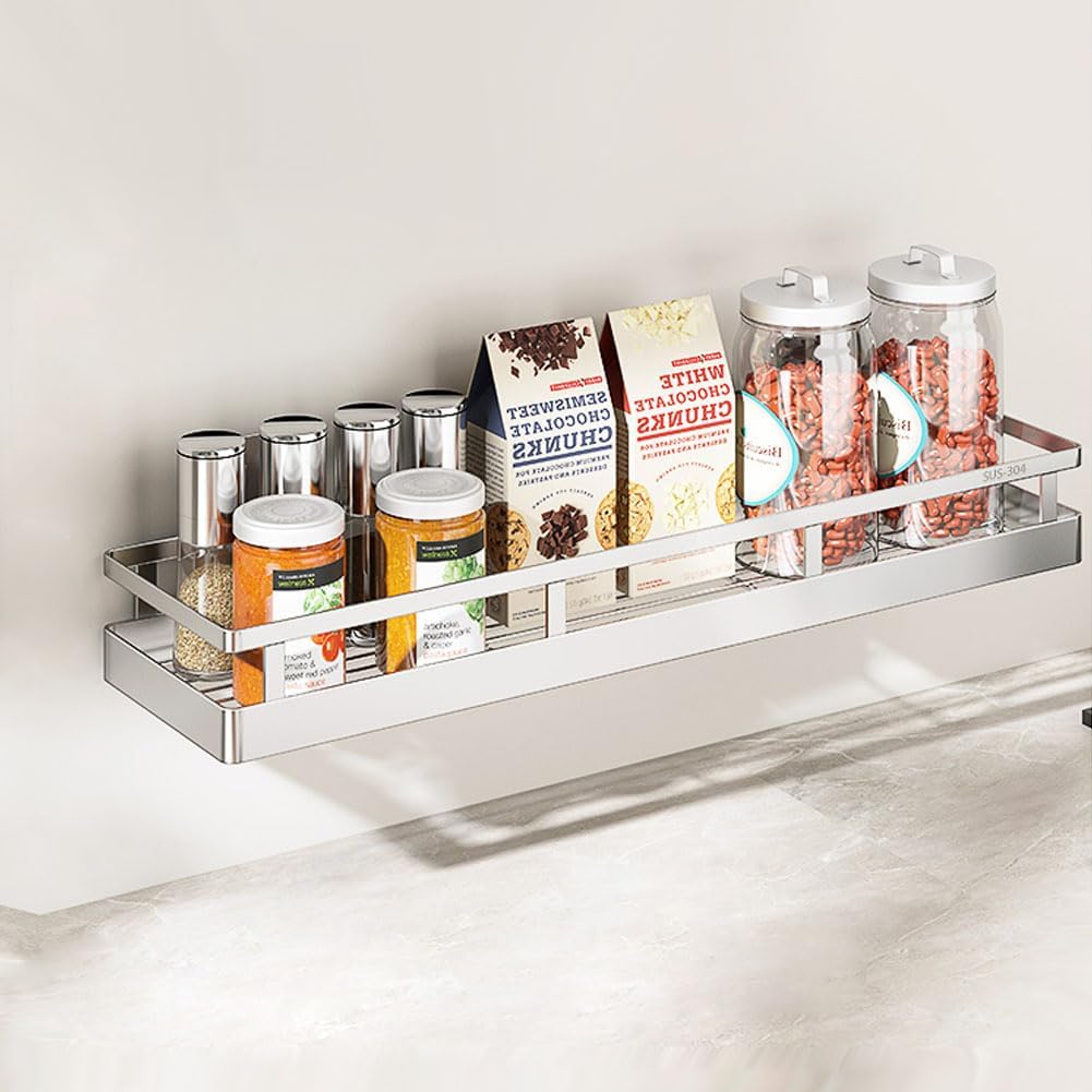 2PCS Kitchen Spice Rack, SUS304 Stainless steel Wall Mount Storage Rack, Seasoning Container