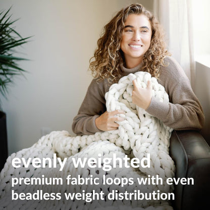 Nuzzie Chunky Knit Blanket - Breathable, Cooling, Hand Made Knit Throw Blanket for Sleep - Machine