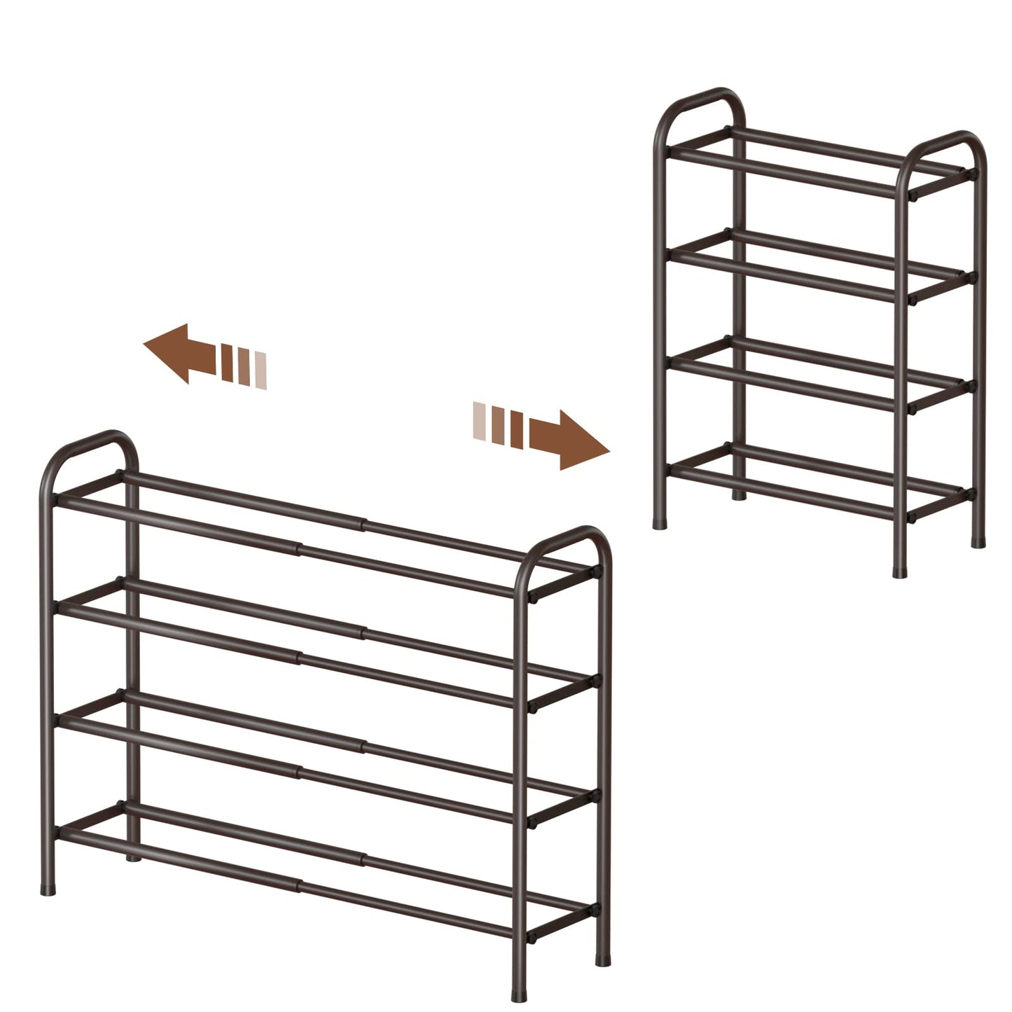 Gonfoam Expandable 4-Tier Shoe Rack for Closet and Entryway, Bronze