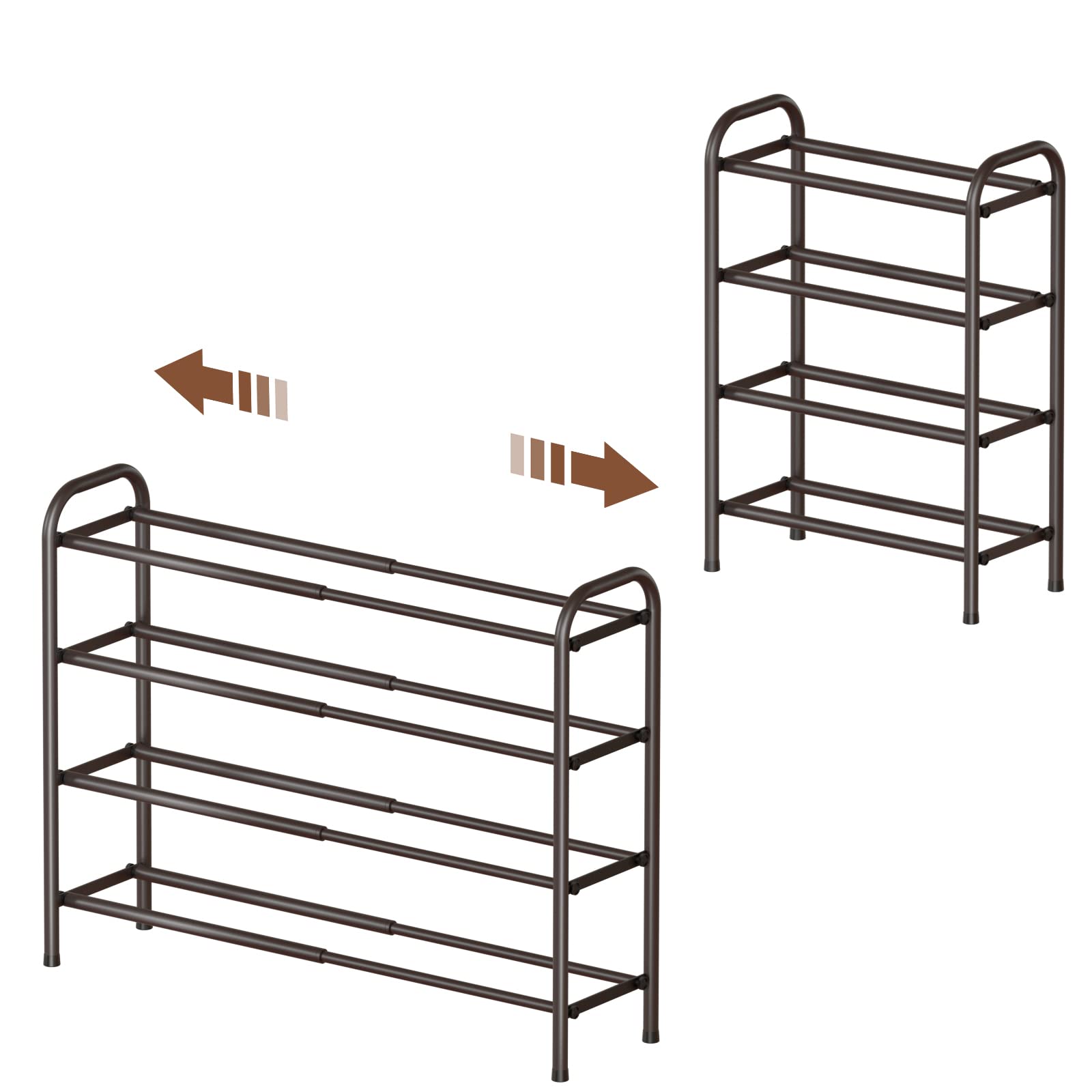 Gonfoam Expandable 4-Tier Shoe Rack for Closet and Entryway, Bronze