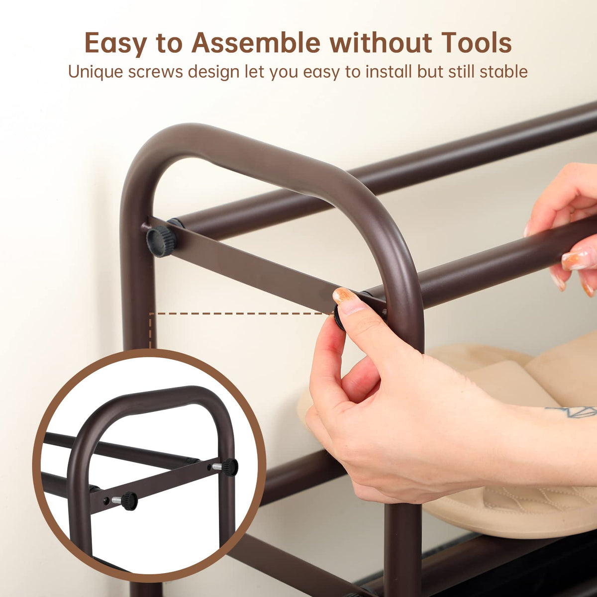 Gonfoam Expandable 2-Tier Shoe Rack for Closet and Entryway, Bronze