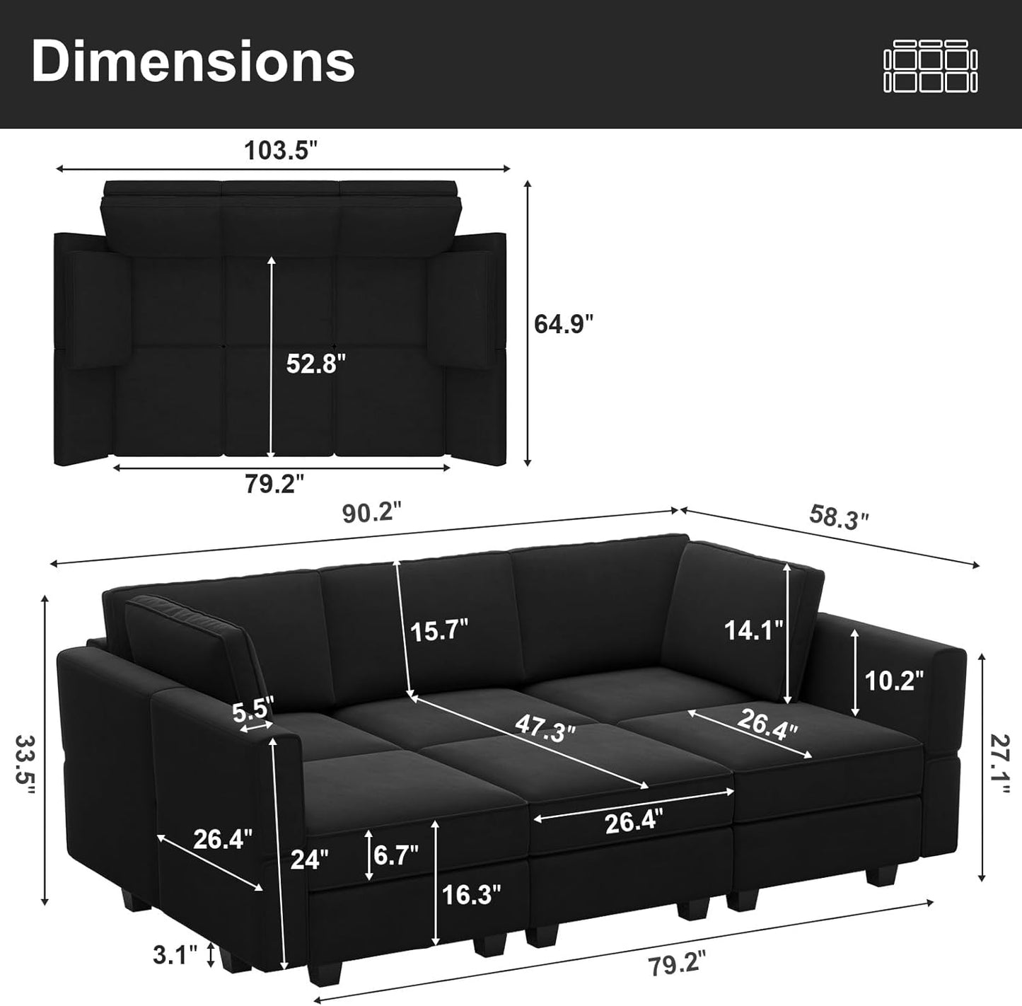 Belffin Modular Velvet Sectional Sofa with Chaise Lounge Sectional Sleeper Sofa with Storage Chaise