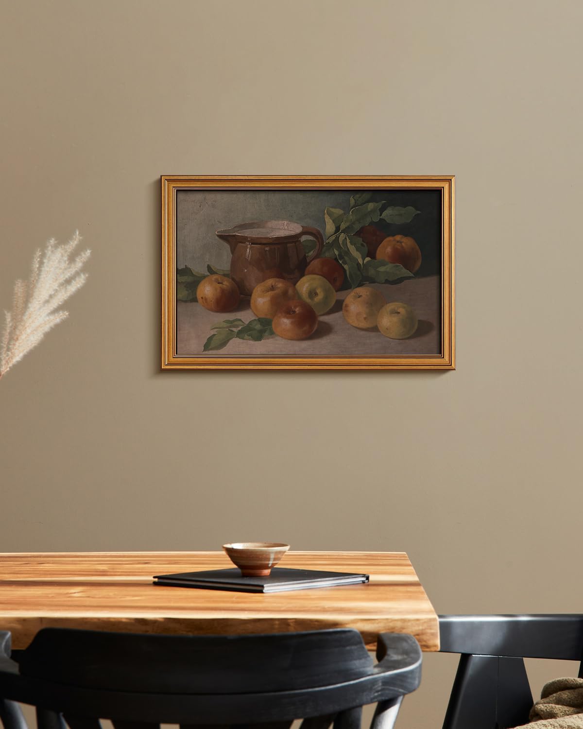 HUARCEY Gold Framed Vintage Wall Art for Living Room, Harvest Apples Still Life Oil Painting