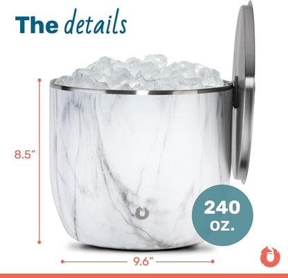 SNOWFOX XL Premium Vacuum Insulated Double Wall Stainless Steel Ice Bucket with Lid/Scoop, Bar