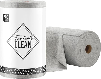 Fantasticlean Microfiber Cleaning Cloth Roll -90 Pack, Tear Away Microfiber Towels, 12" x 12"