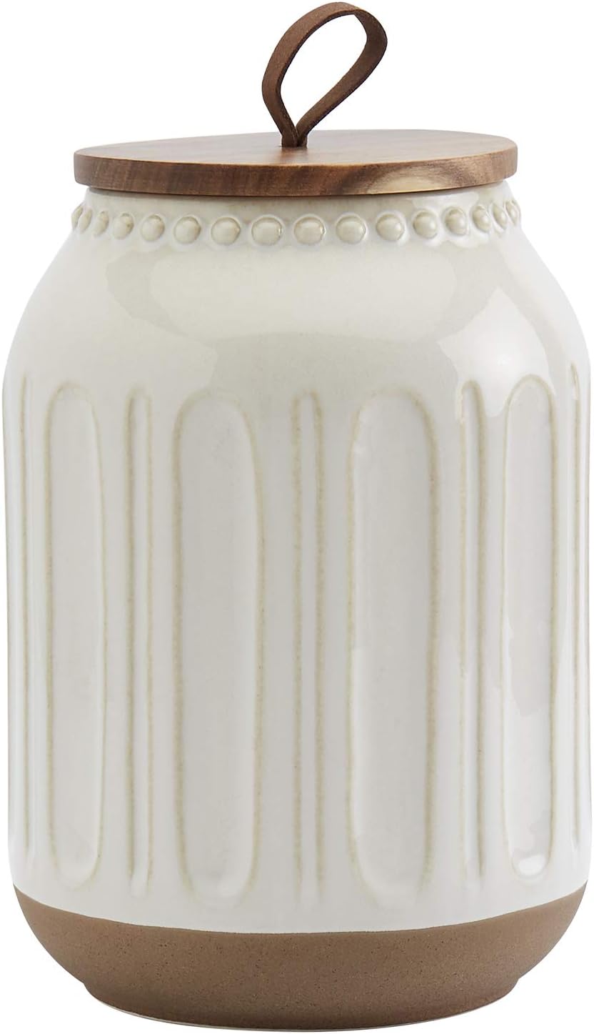TTU Tabletops Gallery Ceramic Canister Collection- Stoneware Designed Kitchen Storage Embossed