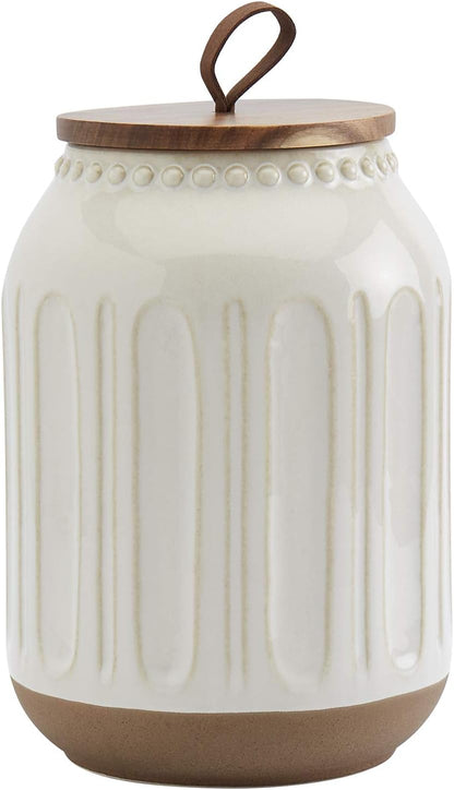 TTU Tabletops Gallery Ceramic Canister Collection- Stoneware Designed Kitchen Storage Embossed