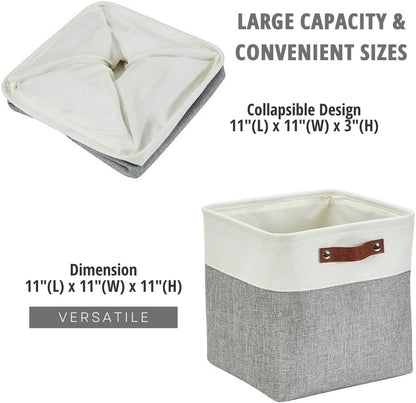 DECOMOMO Storage Cubes, 11x11 Cube Storage Bins, Baskets for Shelves (Grey & White, Cube 11" - 4