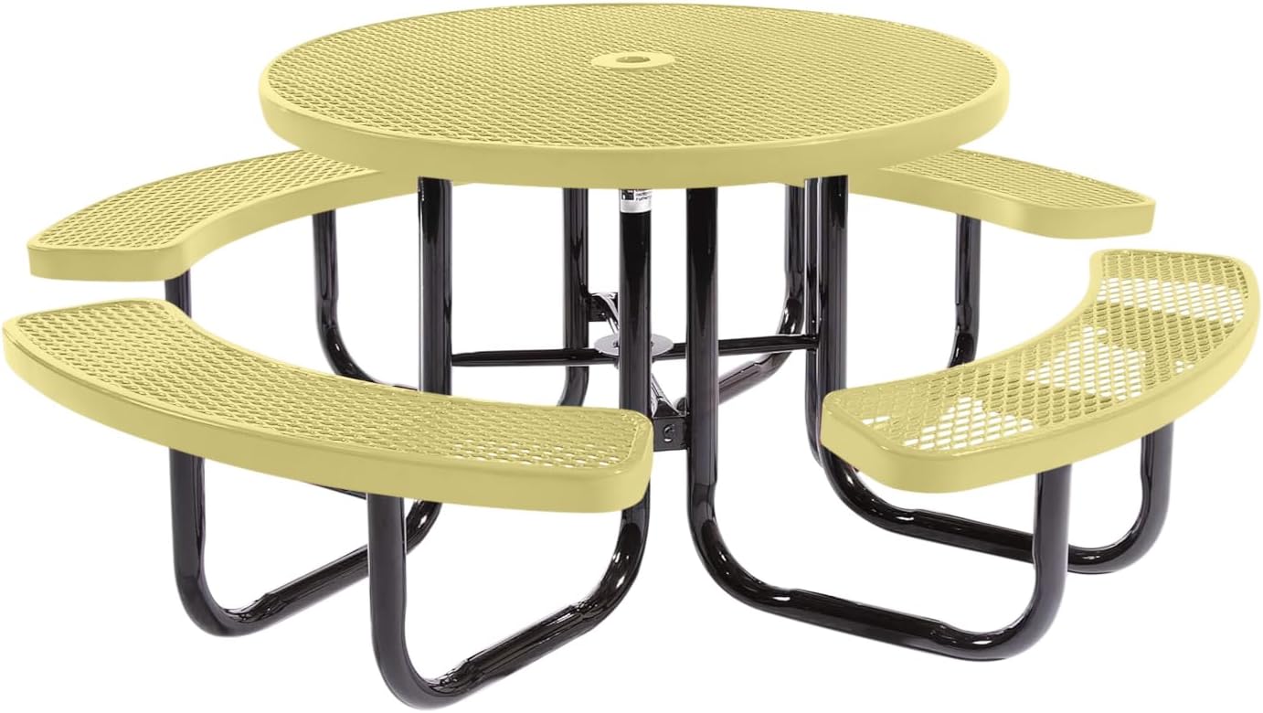 Coated Outdoor Furniture Heavy-Duty Portable Outdoor Picnic Table with Umbrella Hole, Expanded