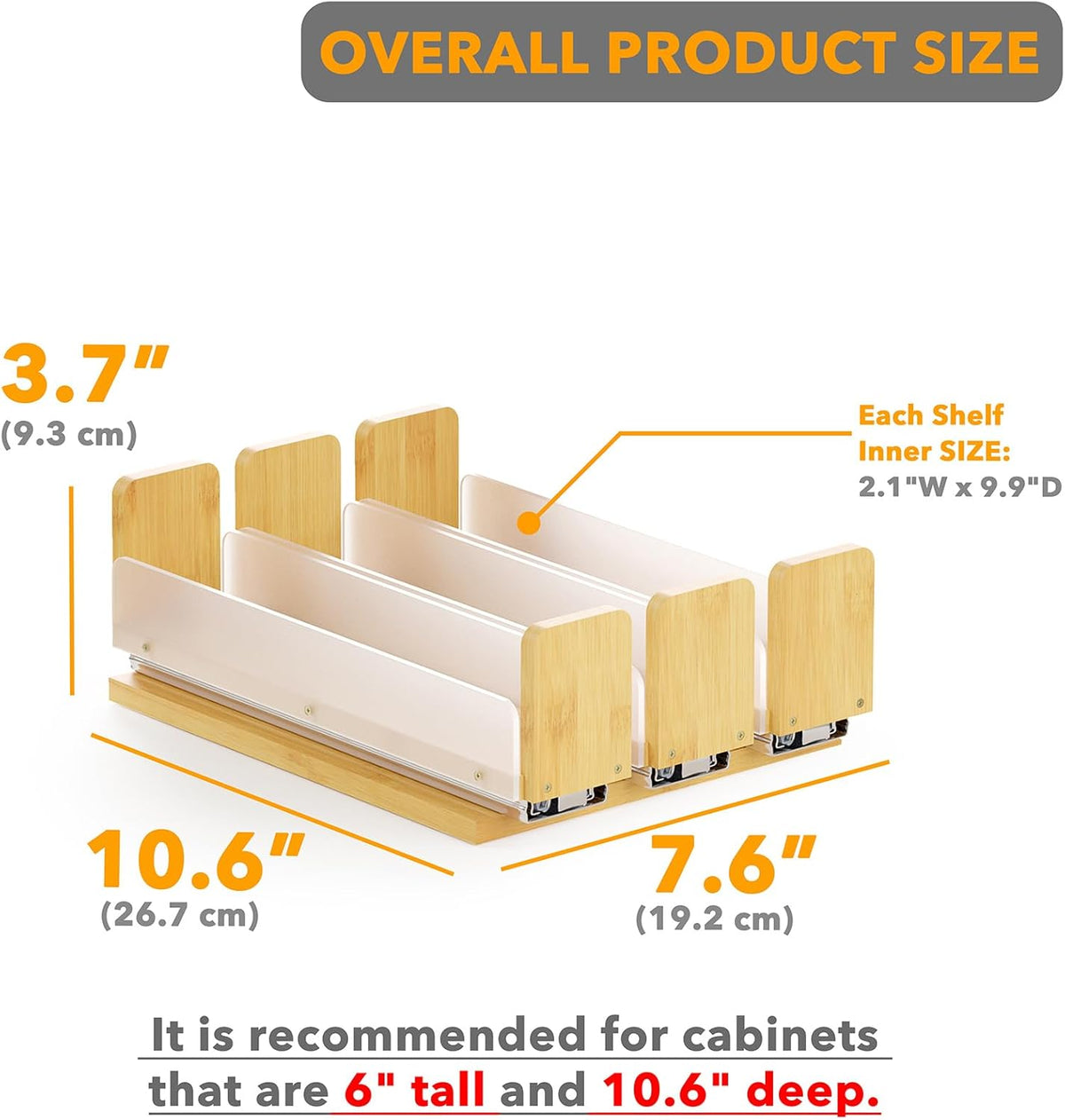 SpaceAid Bamboo Pull Out Spice Rack Organizer for Cabinet, Heavy Duty Slide Out Seasoning Kitchen