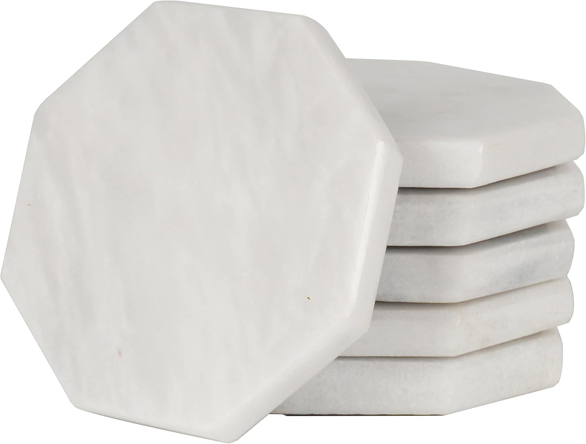 Radicaln Marble Coasters Star 3.5" Inches White Handmade Marble Drink Coasters for Home and