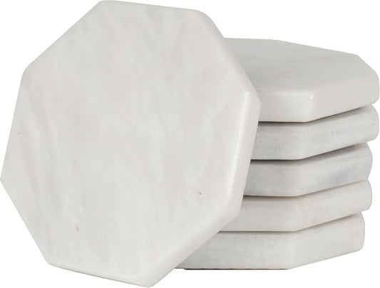 Radicaln Marble Coasters Star 3.5" Inches White Handmade Marble Drink Coasters for Home and