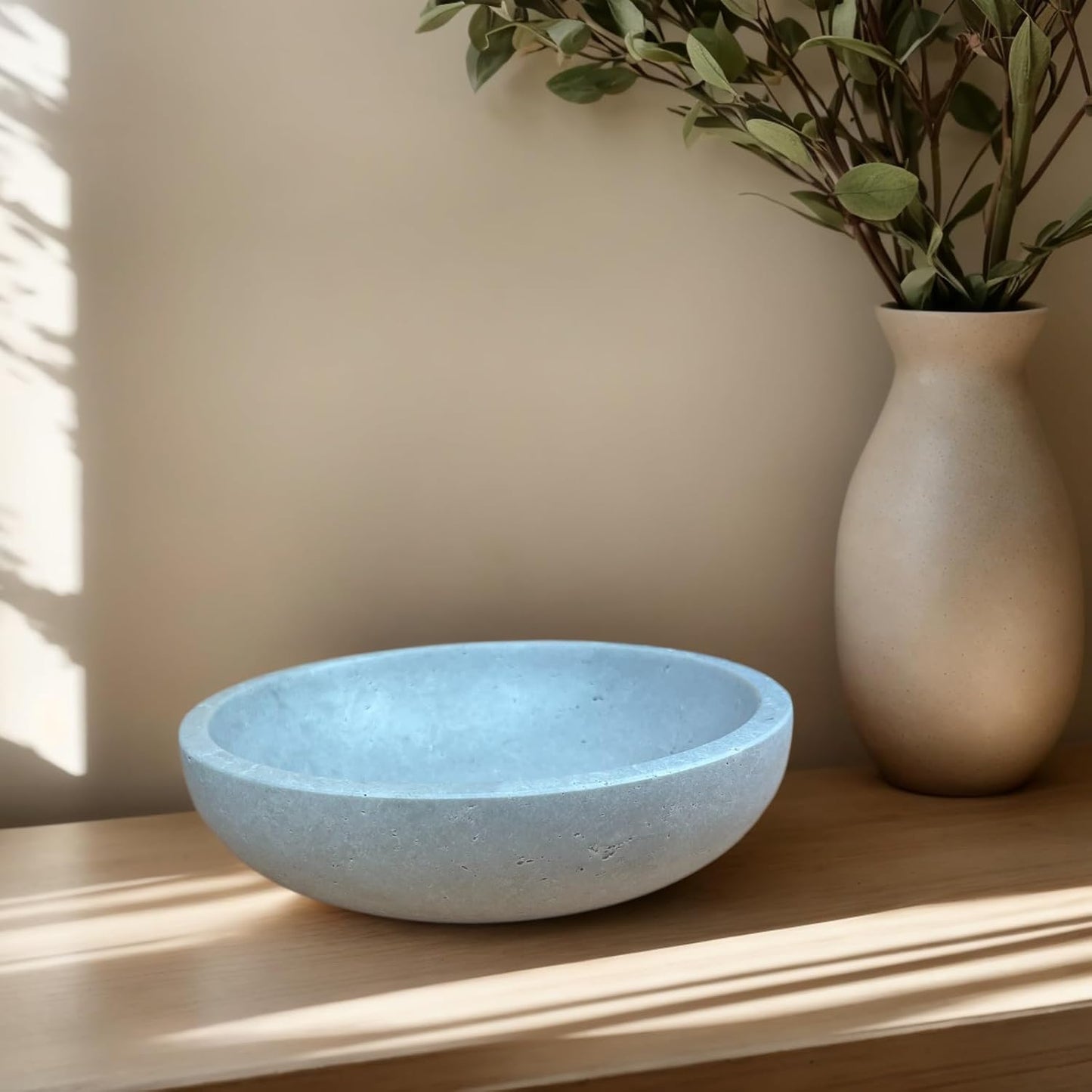 Travertine Decorative Bowls for Home Decor, Fruit Bowl for Kitchen Counter, Keys Bowl for Entryway