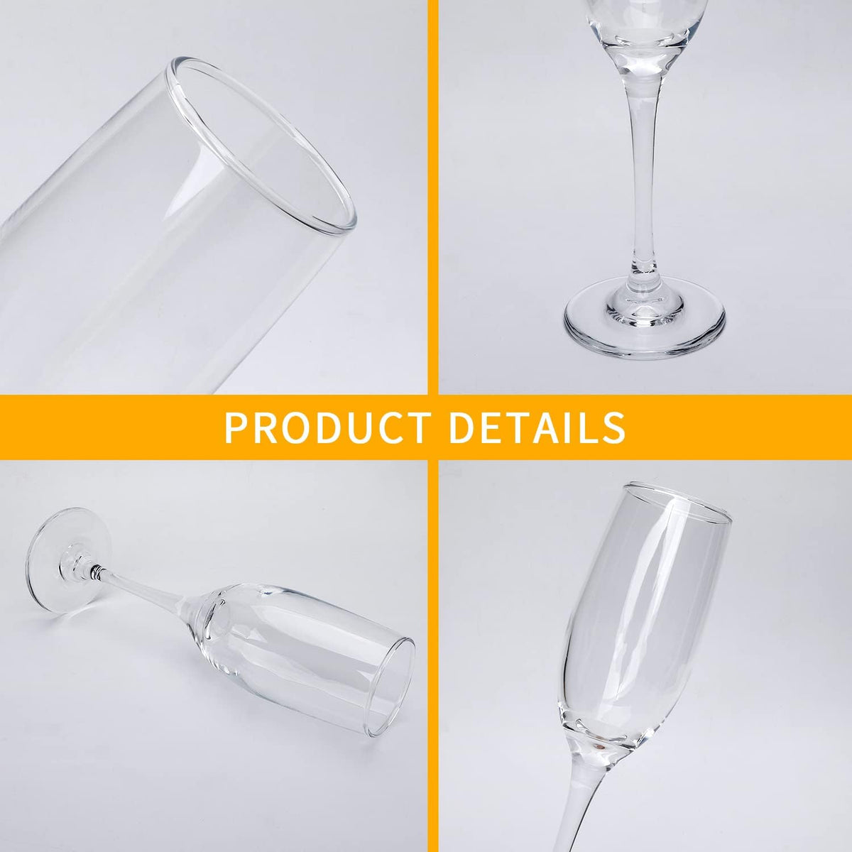 6 oz Champagne Flutes Glass, Wine Flutes Set of 12, for Champagne, Wine, High-End Banquets