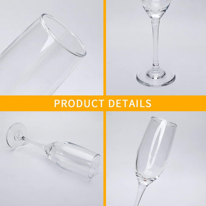 6 oz Champagne Flutes Glass, Wine Flutes Set of 12, for Champagne, Wine, High-End Banquets