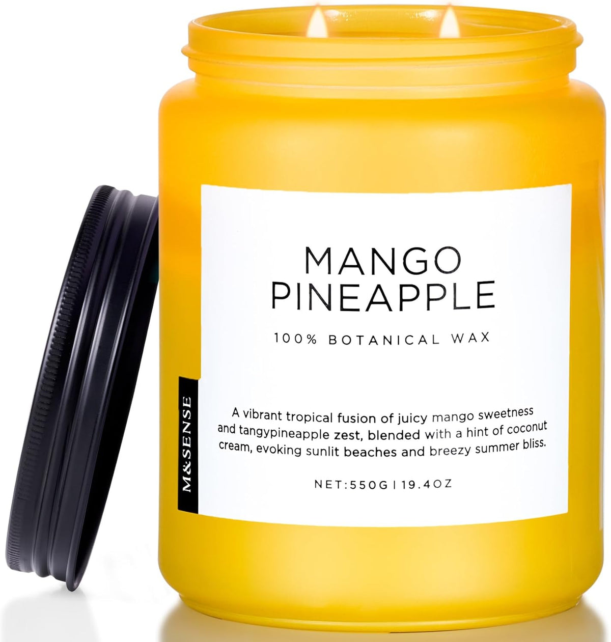 M&SENSE Mango Pineapple Scented Candle, 19.4oz Non Toxic Natural Soy Wax 110 Hours Long Lasting