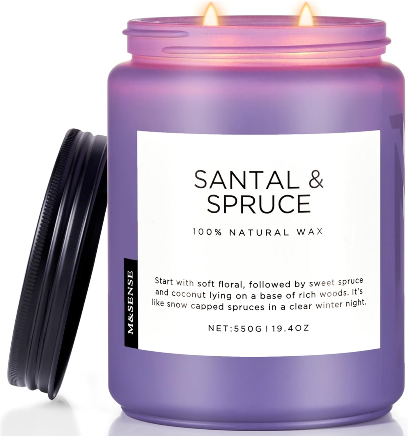 M&SENSE Sweet Spruce Coconut Soy Candles for Home Scented, 19.4oz 110 Hour Slow Burning Large
