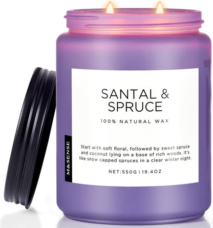 M&SENSE Sweet Spruce Coconut Soy Candles for Home Scented, 19.4oz 110 Hour Slow Burning Large