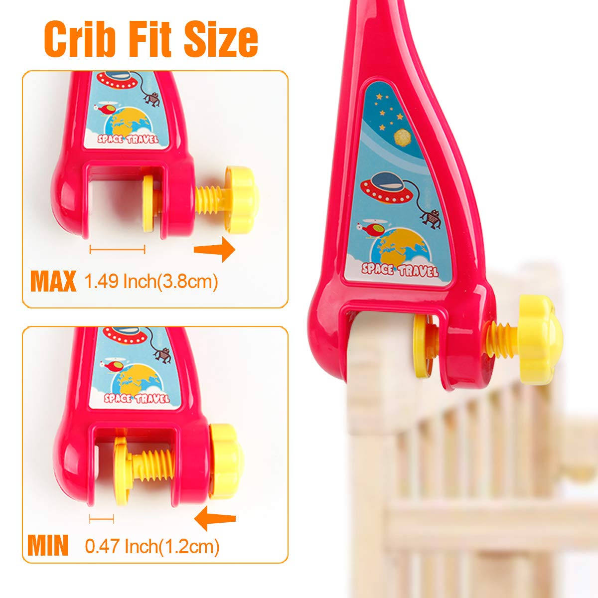 Mini Tudou Musical Baby Crib Mobile Toy with Lights and Music, Star Projector Function and Cartoon