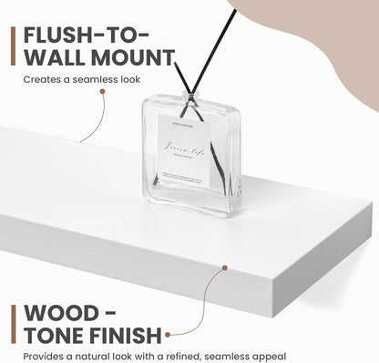 36 Inch Floating Shelves, 8 Inch Deep Floating Shelves for Wall, Hanging Shelf with Invisible