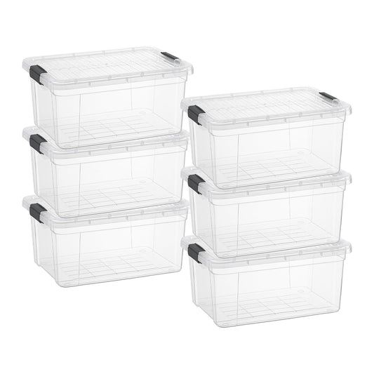 Superio Small Clear Storage Boxes with Lids, 11 Quart Plastic Container Bins for Organizing