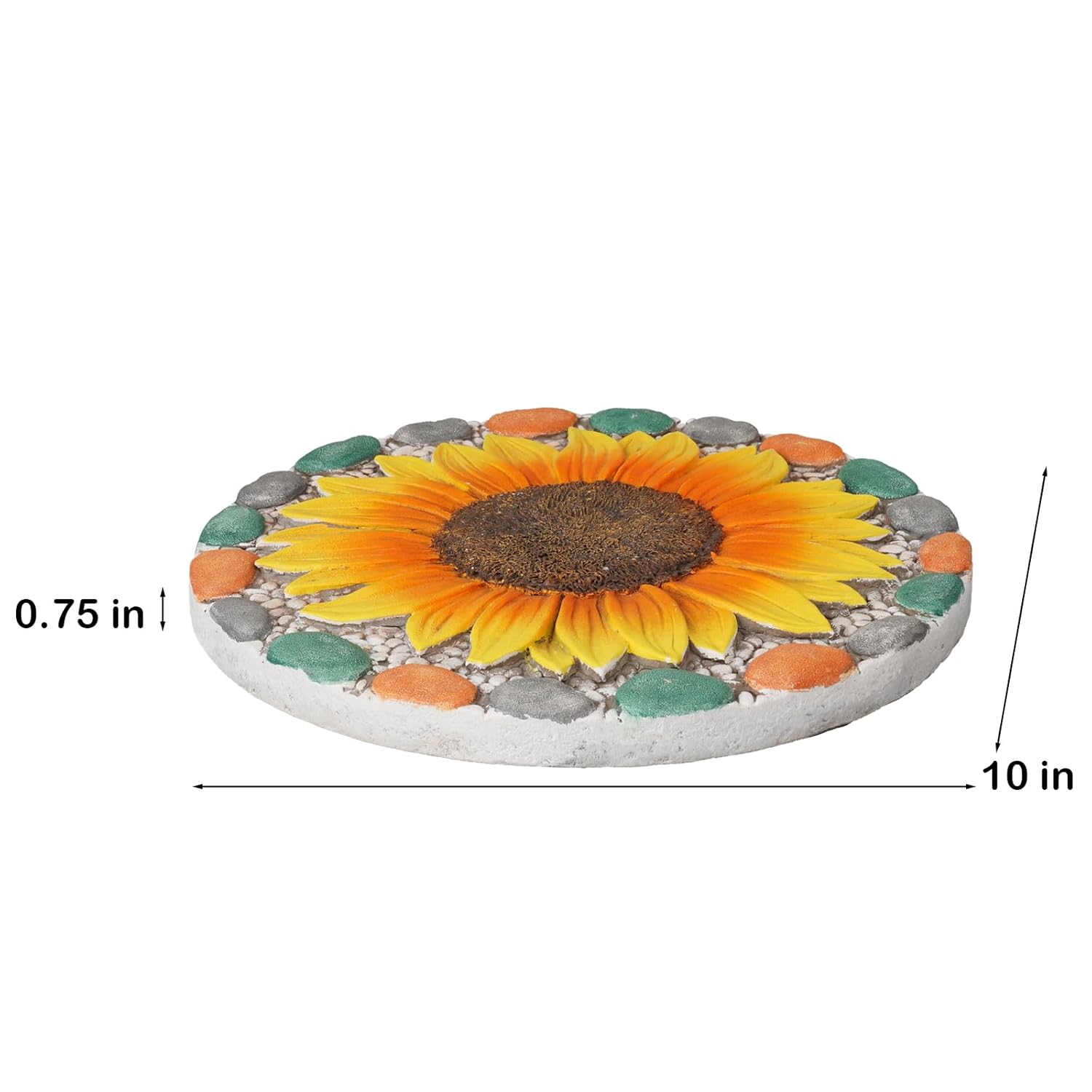 Decorative Sunflower Garden Stepping Stone - Colorful Pebble Border, Garden Stepping Stones Outdoor