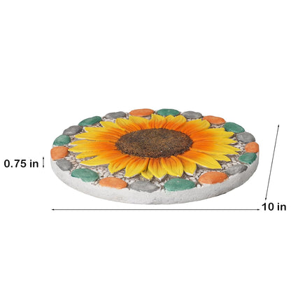 Decorative Sunflower Garden Stepping Stone - Colorful Pebble Border, Garden Stepping Stones Outdoor