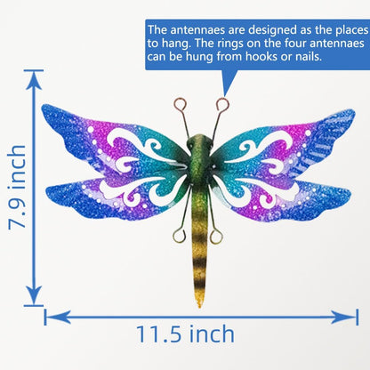 Metal Dragonfly Wall Decor, 3 Pack Colorful Dragonfly Outdoor Decor, Metal Outdoor Wall Art for
