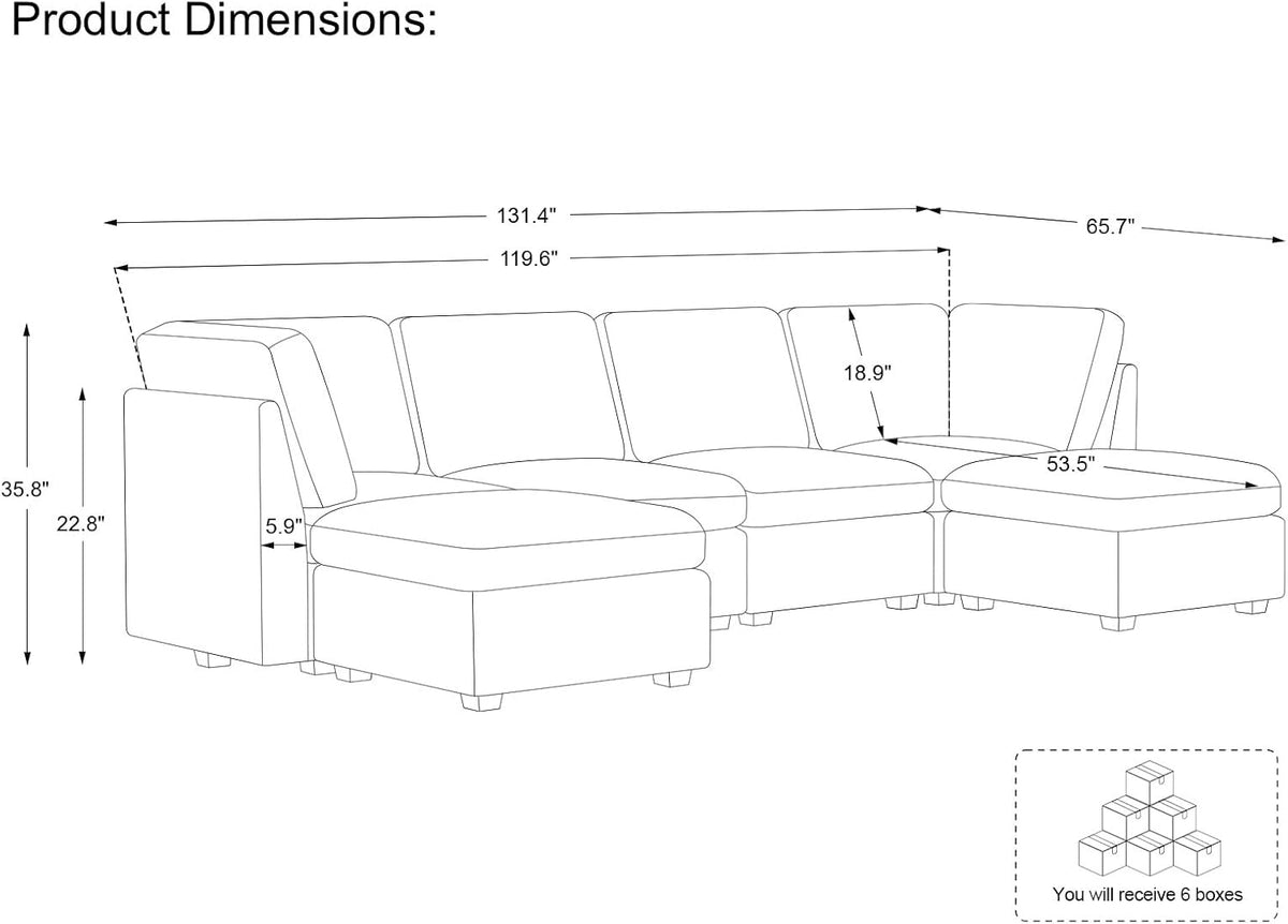 Belffin Modular Sectional Sofa with Storage Ottoman, Oversized Cloud Couch Sectional with Extra