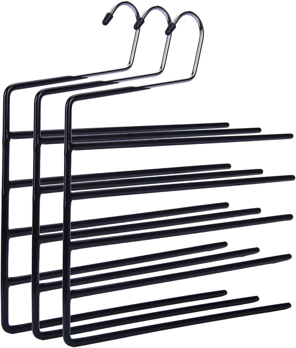 Nature Smile Pants Hangers 3pack, Heavy Duty Multi Layers Space Saving Slack Hangers,Non Slip 5