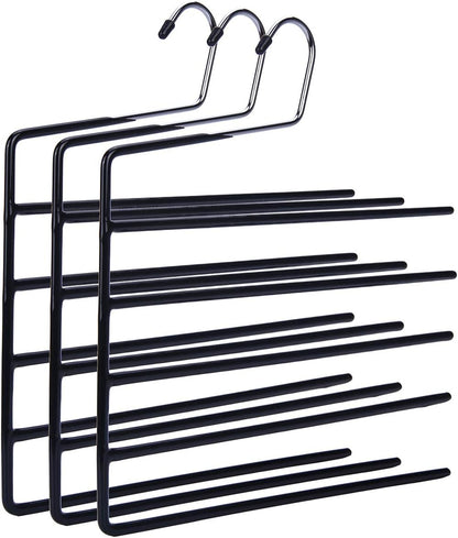 Nature Smile Pants Hangers 3pack, Heavy Duty Multi Layers Space Saving Slack Hangers,Non Slip 5