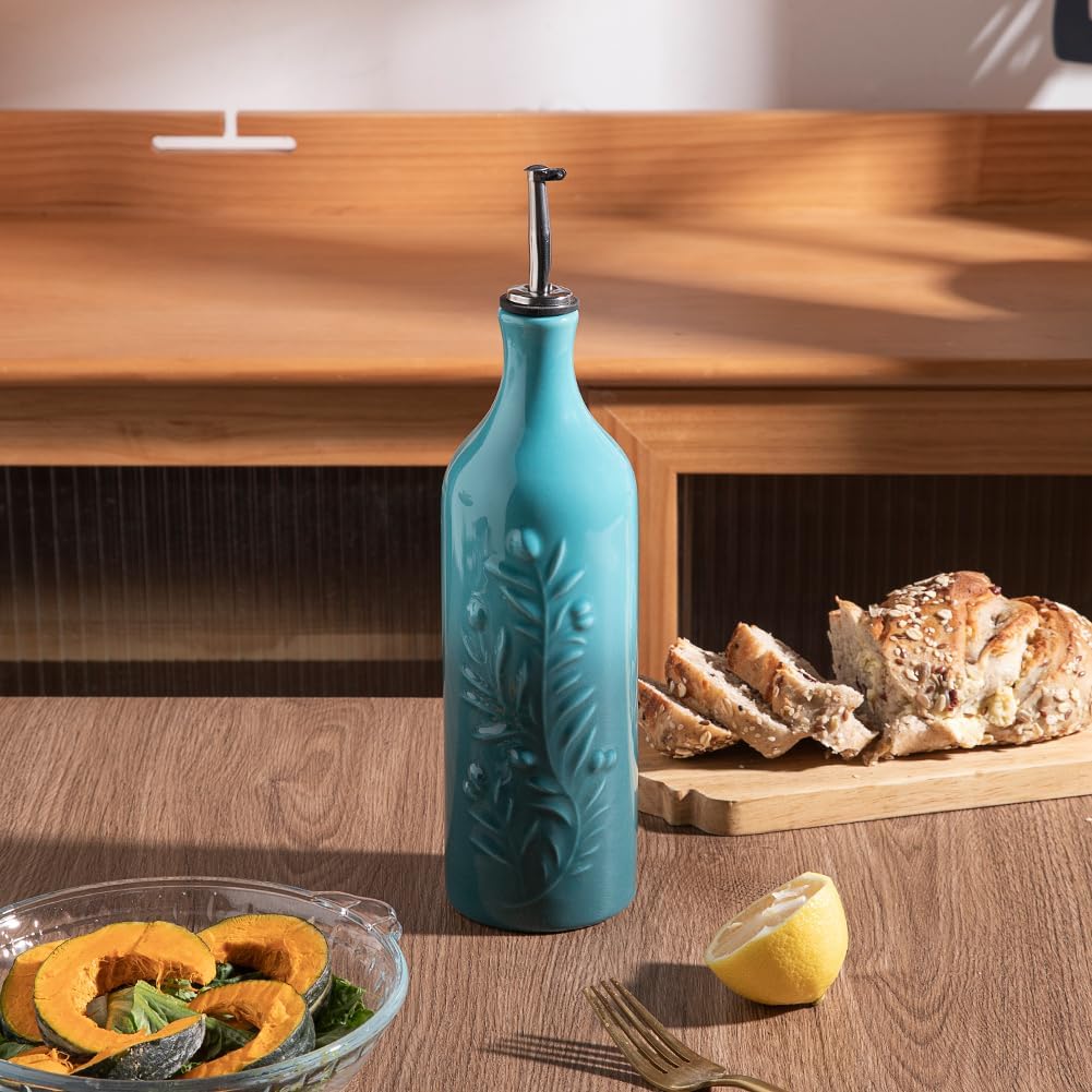 Sweejar Large Olive Oil Dispenser Bottle with Spout, 24 Oz Ceramic Oil Dispenser for Kitchen