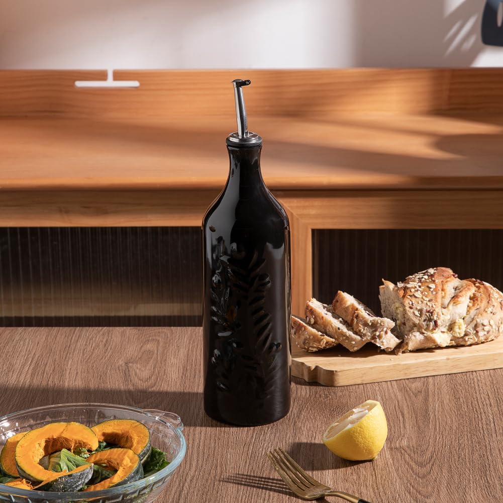 Sweejar Large Olive Oil Dispenser Bottle with Spout, 24 Oz Ceramic Oil Dispenser for Kitchen