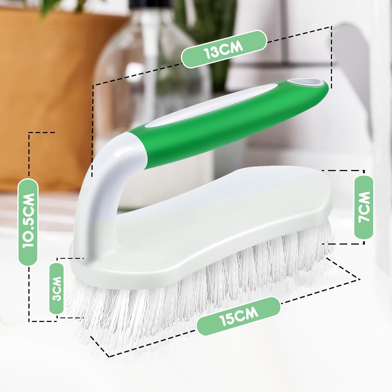 Lallisa 12 Pcs Scrub Brush for Cleaning with Handle Comfortable to Grip Heavy-Duty Flexible Stiff