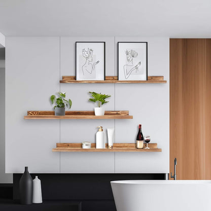 AZSKY Large Floating Shelves 36 Inch Wood Wall Mounted Set of 3 Floating Bookshelf Long Wooden