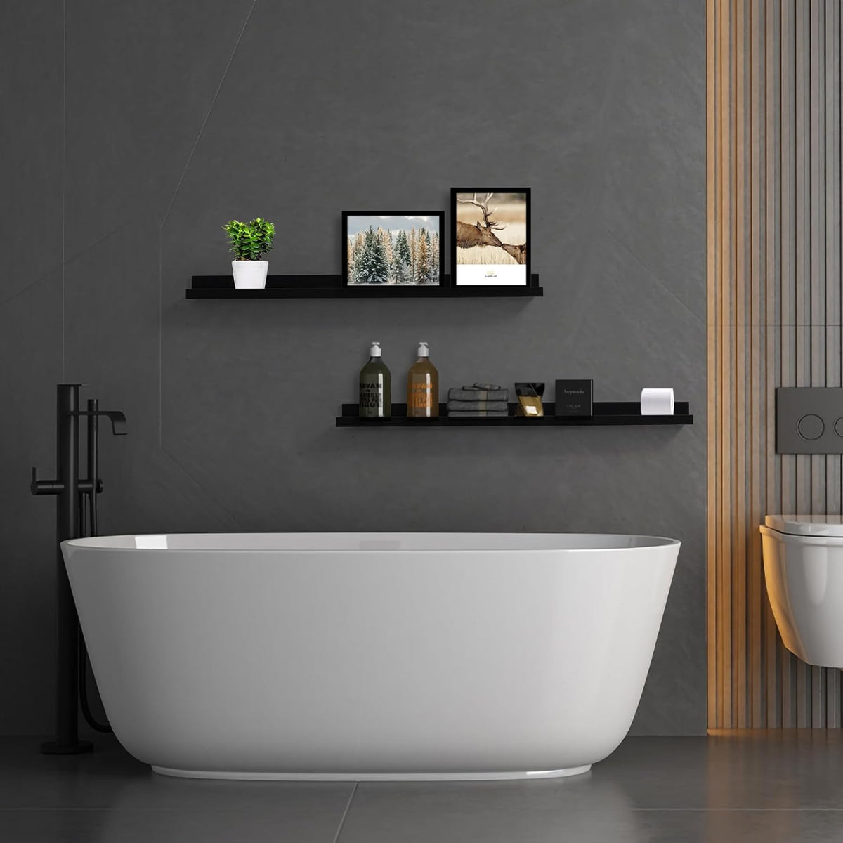 Black Floating Shelves 36 Inch Modern Picture Frame Shelf for Wall Picture Ledge Shelves with Lip