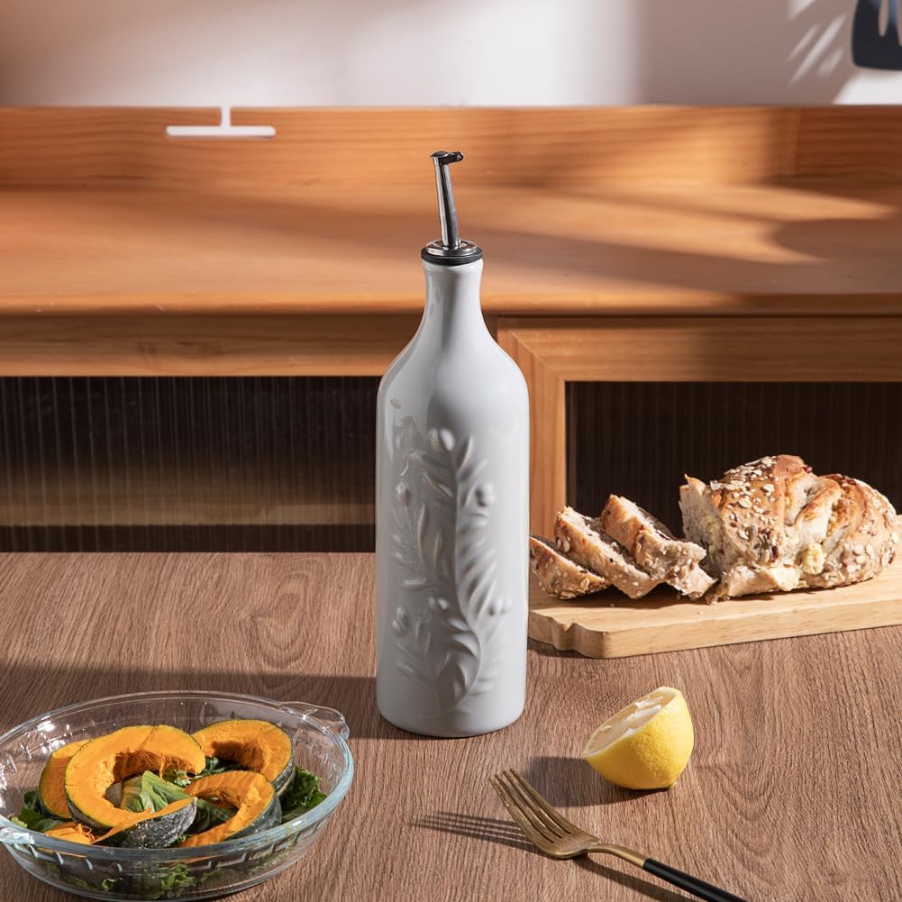 Sweejar Large Olive Oil Dispenser Bottle with Spout, 24 Oz Ceramic Oil Dispenser for Kitchen