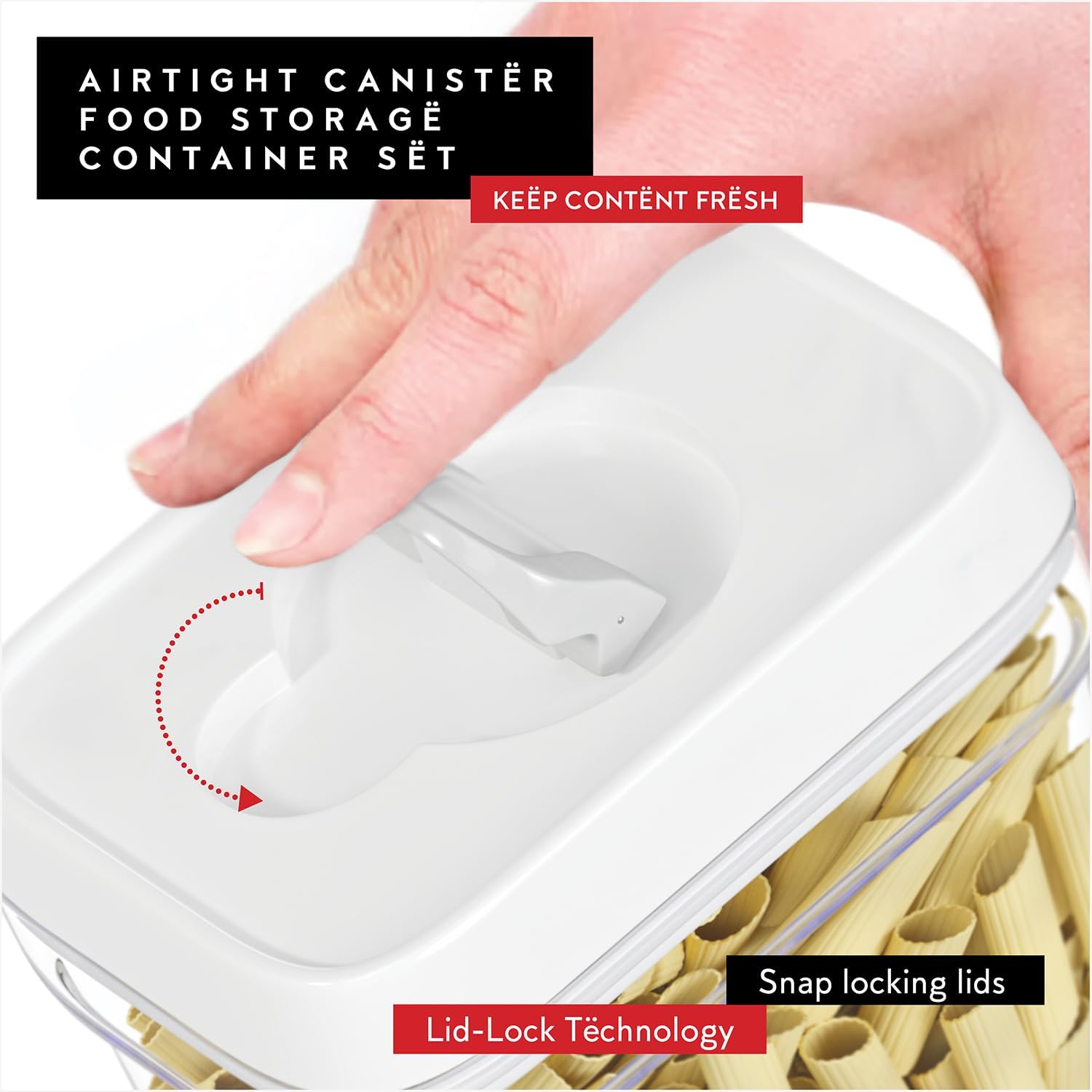 DWËLLZA KITCHEN Airtight Food Storage Containers for Pantry With White Lids – 6 Pack - Clear Air