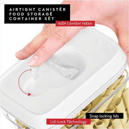 DWËLLZA KITCHEN Airtight Food Storage Containers for Pantry With White Lids – 6 Pack - Clear Air