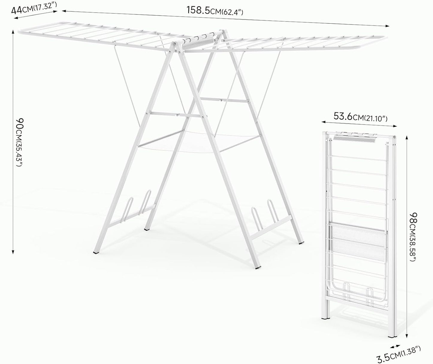 APEXCHASER Drying Rack for Clothing Foldable, Metal Laundry Rack Collapsible, Ultra Thin Gullwing