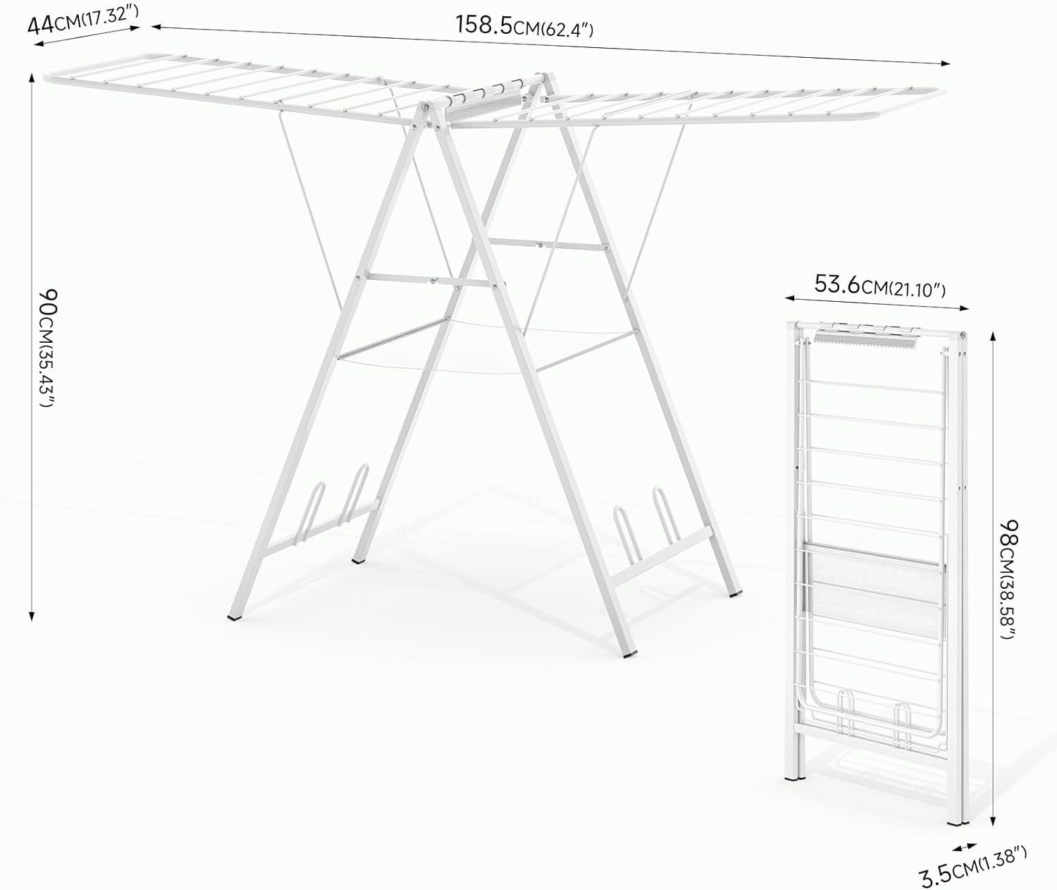 APEXCHASER Drying Rack for Clothing Foldable, Metal Laundry Rack Collapsible, Ultra Thin Gullwing